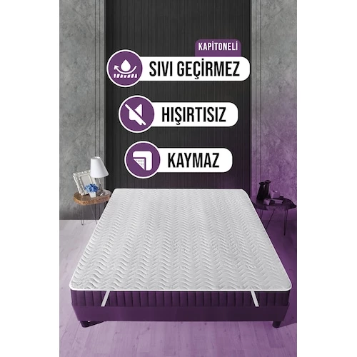 Kapitoneli Dört Köşe Lastikli Su Sıvı Geçirmez Yatak Koruyucu Alez 160x200cm