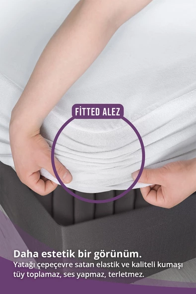 Pamuklu Fitted Sıvı Geçirmez Yatak Koruyucu Alez 150X200cm - 2