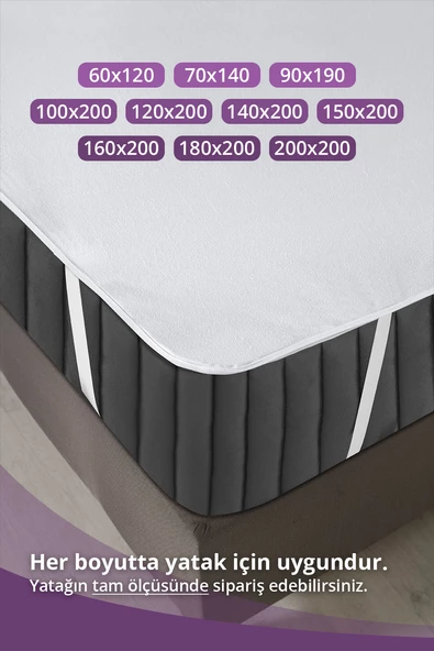 Pamuklu Dört Köşe Lastikli Sıvı Geçirmez Yatak Koruyucu Alez 200X200 cm - 4