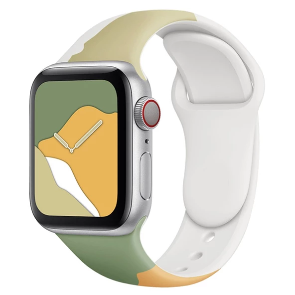 Apple Watch 41mm KR407 Kamuflaj Silikon Kordon