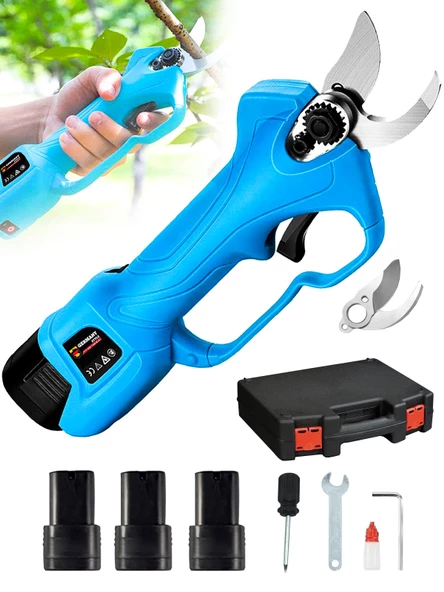 Germany Style 3 Akülü 16.8 V 2Ah Dal Budama Makası Yedek Bıçak Hediyeli