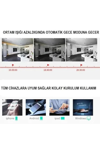 5 Antenli Bebek Izleme Kamerası Gece Görüşlü Ip Güvenlik Kamerası 360 Derece Hareket Sensörlü - 6