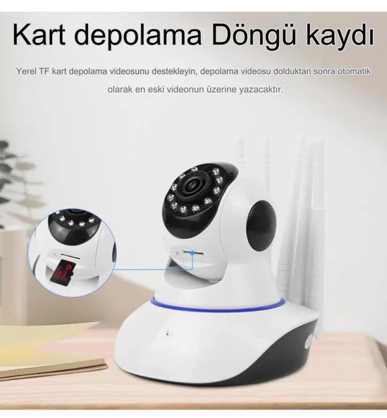 5 Antenli Bebek Izleme Kamerası Gece Görüşlü Ip Güvenlik Kamerası 360 Derece Hareket Sensörlü - 2