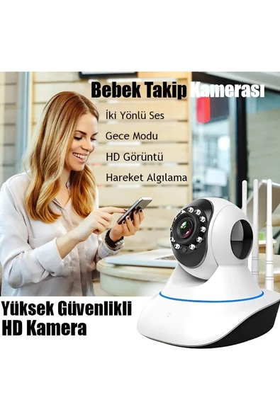5 Antenli Bebek Izleme Kamerası Gece Görüşlü Ip Güvenlik Kamerası 360 Derece Hareket Sensörlü - 5