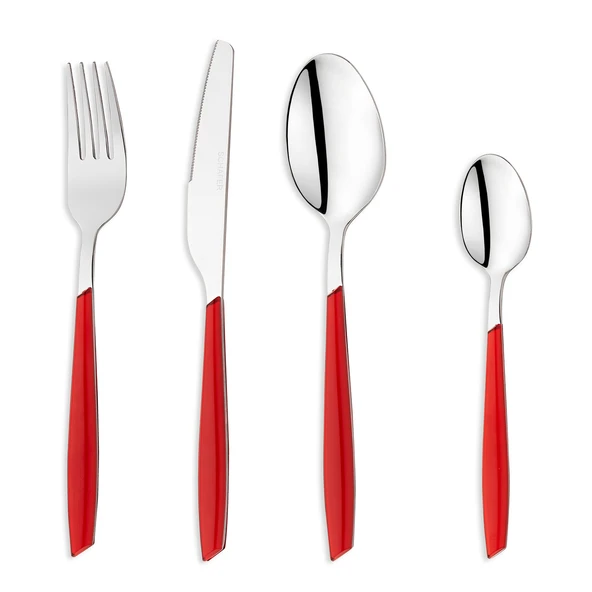 Schafer Mona 24 Parça Çatal Kaşık Bıçak Takımı-Kırmızı01