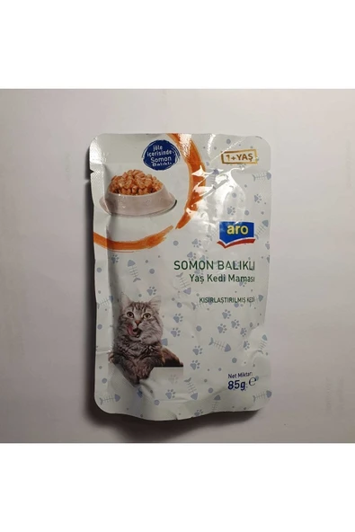 Aro Yeni Ürün 1 Yaş Ve Üstü Için Somon Balıklı Yaş Kedi Maması Adet ürün görseli 1