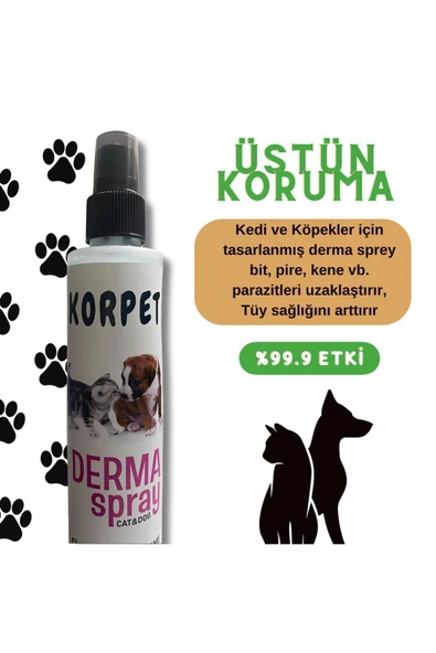 KorPet Kedi Köpek Dış Parazit Yara Bakımı Tüm Vücut Bakım Spreyi 100 ml ürün görseli 1