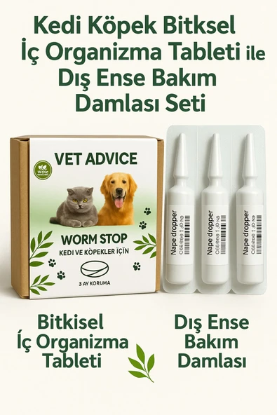 vet advice Kedi Köpek Iç Dış Tüy Ve Deri Bakım Damla Tablet 2'li Avantajlı Paket %100 Bitkisel Içerik (PARAZİT) - 3