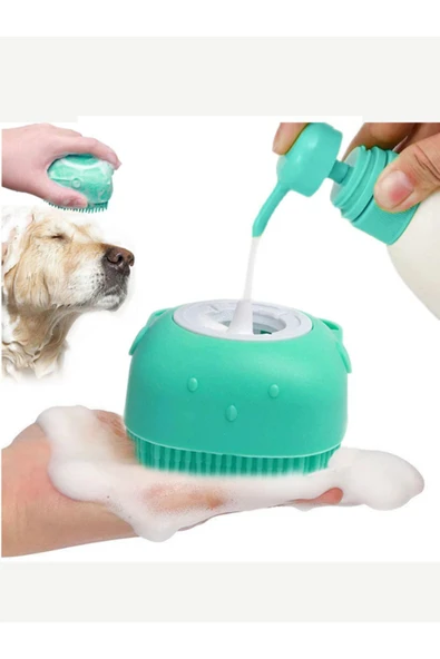 Pet Love Şampuan, Hazneli Kedi Ve Köpek Evcil Hayvan Yıkama Fırçası Duş Slikon - 3