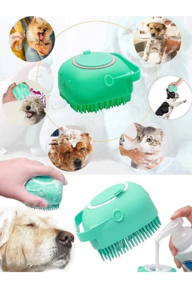 Pet Love Şampuan, Hazneli Kedi Ve Köpek Evcil Hayvan Yıkama Fırçası Duş Slikon - 2