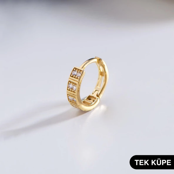 14 Ayar Altın Tek Minik Taşlı Halka Küpe 0,60 gr