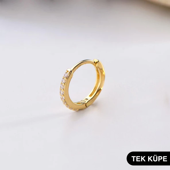 14 Ayar Taşlı Tek Halka Altın Küpe 0,52 gr