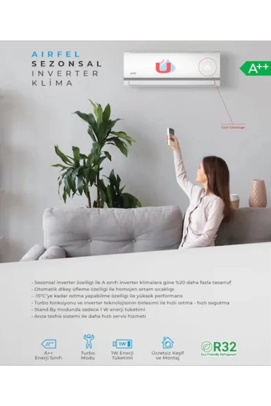Airfel LTXM35N 12000 BTU R32 A++ Inverter Duvar Tipi Klima (Montaj Dahil) - 5