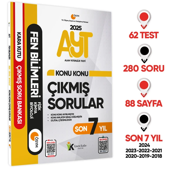 2025 YKS-AYT Fen Bilimleri (Fizik-Kimya-Biyoloji) Karakutu Konu Konu Çıkmış Sorular ÖSYM Son 7 Yıl