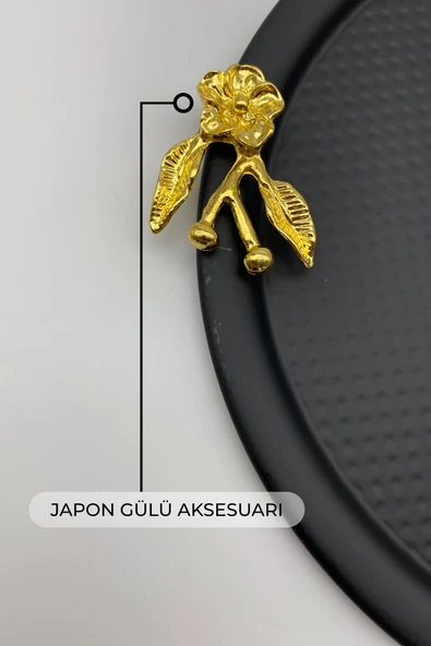 3'lü Japon Güllü Yuvarlak Siyah Çay ve Kahve Sunum Tepsisi, Dekoratif Servis Tepsisi 22cm - 6