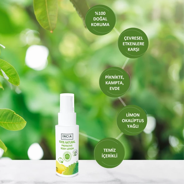 INCIA %100 Doğal Koruyucu Vücut Losyonu Sprey Yenidoğan Bebek Çocuk İçin Limon Okaliptus Vegan 50 ml - 5