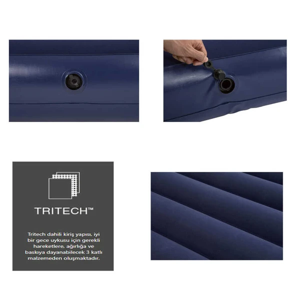 Pavillo 67680 Tritech Twin 185*99*30cm  Şişme Yatak  Standart Standart - Resim 2