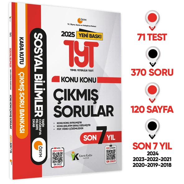 2025 YKS-TYT Sosyal Bilimler Karakutu Konu Konu Çıkmış Soru Bankası ÖSYM Son 7 Yıl Dijital Çözümlü - 1