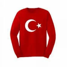 ÇOCUK UZUN KOLLU BAYRAK TİŞÖRT AY YILDIZLI KIRMIZI TİŞÖRT UNİSEX