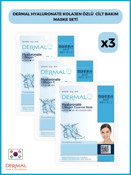 Dermal Hyaluronate Kolajen Özlü Cilt Bakım Maskesi 23 gr 3 Adet