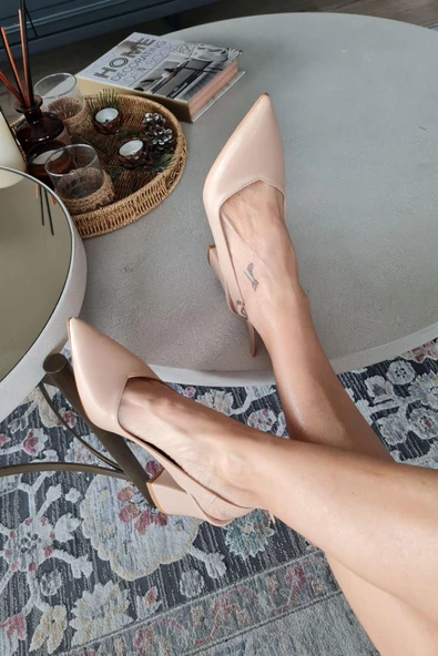 10 30 Topukla Kadın Arkası Açık Kalın Topuklu Stiletto Ayakkabı - 3
