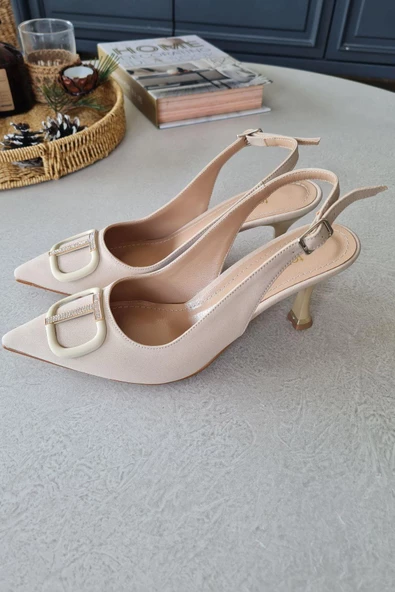 10 T TOKA Topukla Kadın Toka Detaylı Arkası Açık Stiletto Kadeh Topuk Abiye Ayakkabı - Resim 7