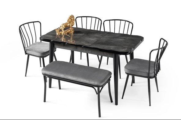 Erezoğulları Mobilya İkon Buse Banklı MDF Mutfak Masa Sandalye Takımı 70x110 - Resim 2