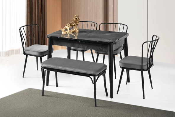 Erezoğulları Mobilya İkon Buse Banklı MDF Mutfak Masa Sandalye Takımı 70x110 ürün görseli 1