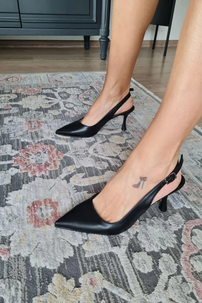 10 31 Topukla Kadın Kadeh Topuk Arkası Açık Stiletto Ayakkabı - 2