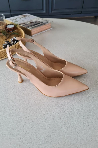 10 31 Topukla Kadın Kadeh Topuk Arkası Açık Stiletto Ayakkabı - 11