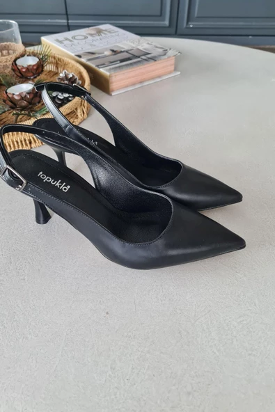 10 31 Topukla Kadın Kadeh Topuk Arkası Açık Stiletto Ayakkabı - 4