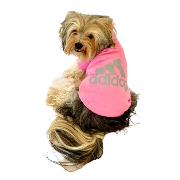 Pembe Adidog Kapşonlu Köpek Sweatshirt Köpek Kazağı - 6