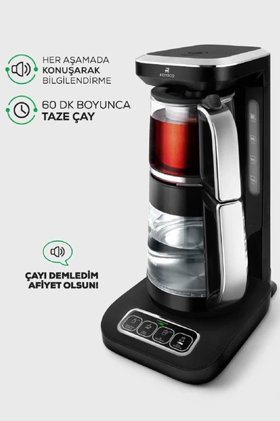 Karaca Robotea Pro 4 in 1 Konuşan Cam Çay Makinesi Black Chrome - 3
