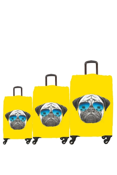 My Saraciye Valiz Kılıfı, Bavul Kılıfı Büyük, Orta, Kabin Boy Kılıf Seti, Pug Köpek 28 - 2