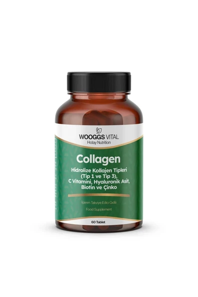 HOTAY Wooggs Vital Tip 1 ve Tip 3, C Vitamini, Hyaluronik Asit, Biotin, Çinko Takviye Edici Gıda 60 Tablet 8684225241190
