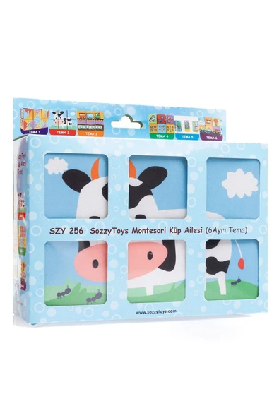 Sozzy Toys SOZZY 6 AYRI TEMALI KÜP AİLESİ- SÜNGER ÜSTÜ YUMUŞAK KUMAŞ