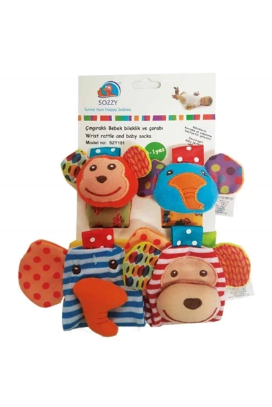 Sozzy Toys Sevimli Hayvanlar Figürlü Çıngıraklı Çorap Ve Bileklik Seti - 2