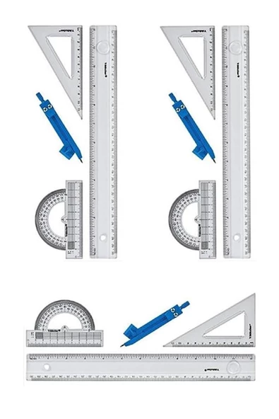 Cetvel Takımı 30 Cm 3 Paket Yıldızlar Cetvel Pergel Gönye İletki Şeffaf Çizim Takımı Pergelli Çizim Seti 4 Parça