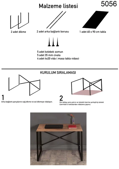 Eportatif Bilgisayar Masası Çalışma Laptop Masası Füme 1421 - 7