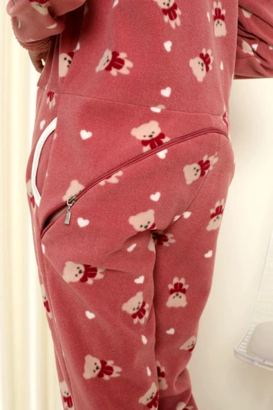 Nisanca Desenli Kışlık Kız Çocuk Polar Tulum Pijama Takımı - 6