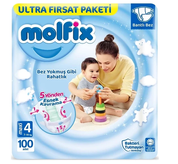 Molfix 4 Numara Maxi 100'lü Bebek Bezi