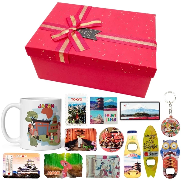Japonya Hediye Kutusu 10 Parça Kupa Magnet Anahtarlık Kutu ürün görseli