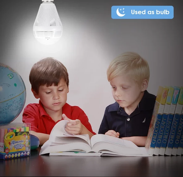 Panoramik 360 Ampul Kamera E27 Duy Girişli LED WiFi IP Kamera V380 PRO - 6