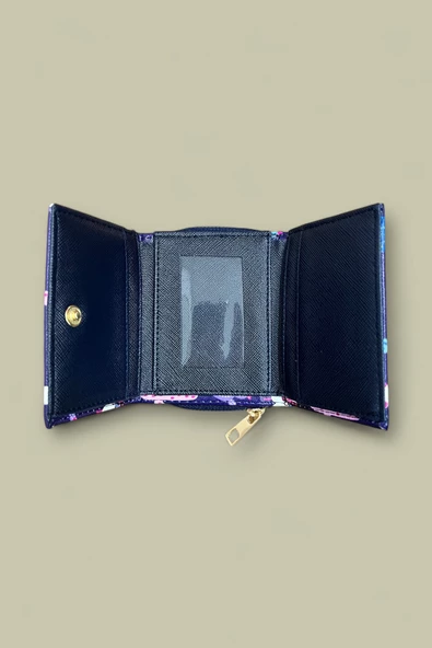 Me-vo Lacivert Renkli Sevimli Deve Desenli Kağıt Para ve Kartlık Bölmeli Cüzdan - Resim 3