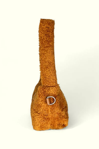 Me-vo Kadın Peluş Tüylü Deri Zincir Örgü Omuz Askılı Mini Baget El ve Omuz Çantası - 2