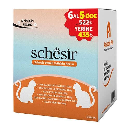 SCHESIR KUTU POUCH YETİŞKİN KEDİ SERİSİ 6X100GR