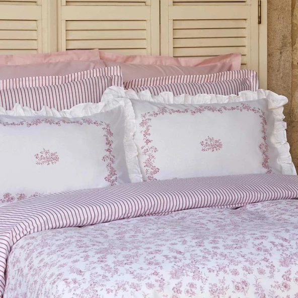 Karaca Home Versay Pembe Çift Kişilik Percale Nevresim Takımı - 3