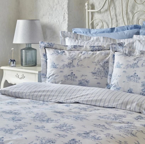 Karaca Home Parisien Mavi Çift Kişilik Percale Nevresim Takımı - 3
