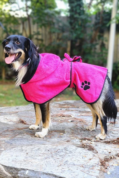 2'li Pamuklu ve Kapüşonlu Köpek Bornozu - 9