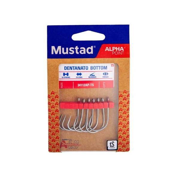 Mustad Alpha Point Dentanato Bottom 34112AP Olta İğnesi  TITAN STEEL NO:1/0 - 7Lİ - Resim 4
